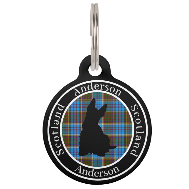 Anderson Tartan & Scottie Dog Personalisiert Haustiermarke (Vorderseite)