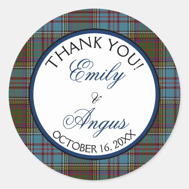 Anderson Tartan Scottish Wedding Vielen Dank Runder Aufkleber (Vorderseite)