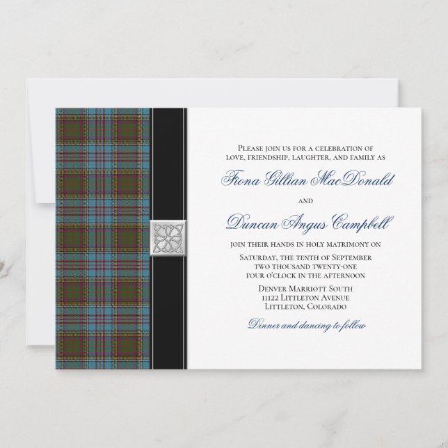 Anderson Tartan Wedding Einladung (Vorderseite)