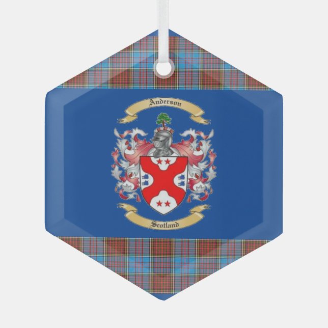 Anderson Wappen mit Anderson Tartan. Ornament Aus Glas (Vorderseite)