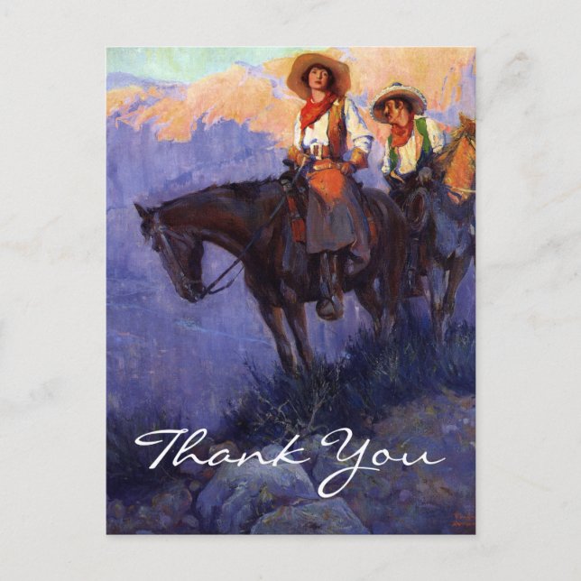 Anderson's Man and Woman on Horses Postkarte (Vorderseite)