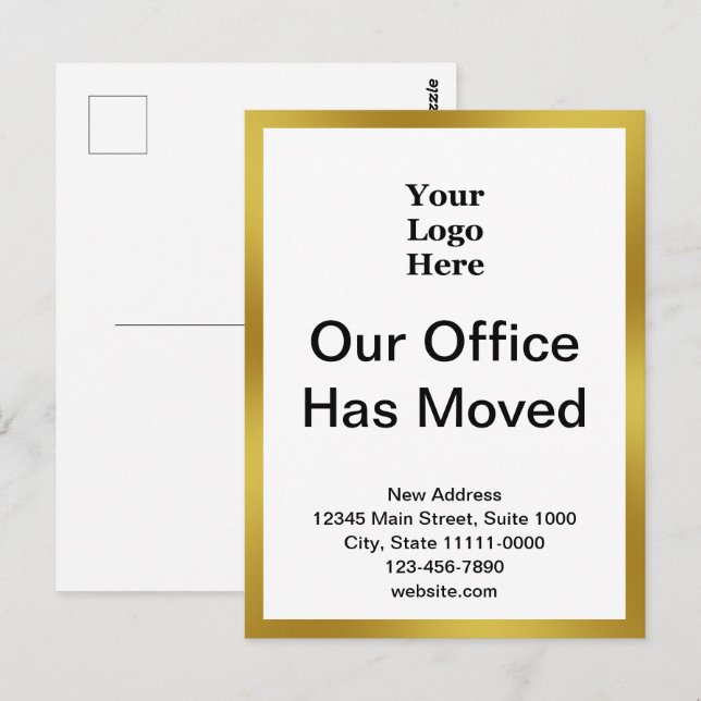 Änderung der Adresse Gold-Ankündigung Postkarte (Vorne/Hinten)