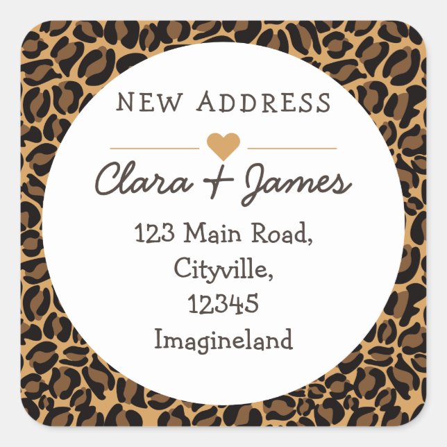 Änderung der Adresse neue Adresse Leopard Print Quadratischer Aufkleber (Vorderseite)