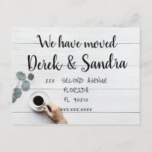 Änderung der Adresse Postkarte haben wir Kaffee ve