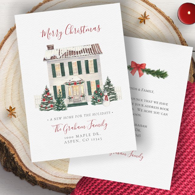 Änderung der Anschrift Haus frohe Weihnachtskarte Einladung (Change Of Address House Merry Christmas Card)