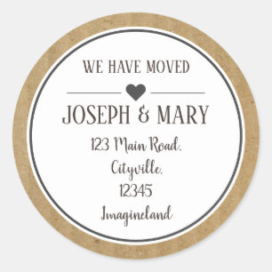 Änderung der Anschrift Kraft Papierkarton modern Runder Aufkleber