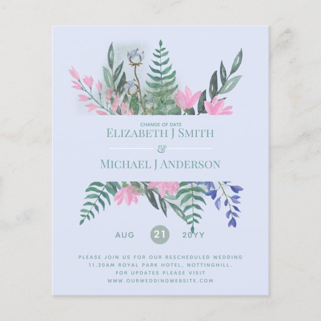 Änderung der Datumspläne Aufschiebung der Wildblum (Vorderseite)