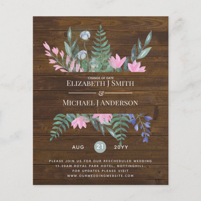 Änderung der Datumspläne Aufschiebung der Wildblum (Vorderseite)