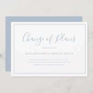 Änderung der Pläne Dusty Blue Wedding Postponement Save The Date