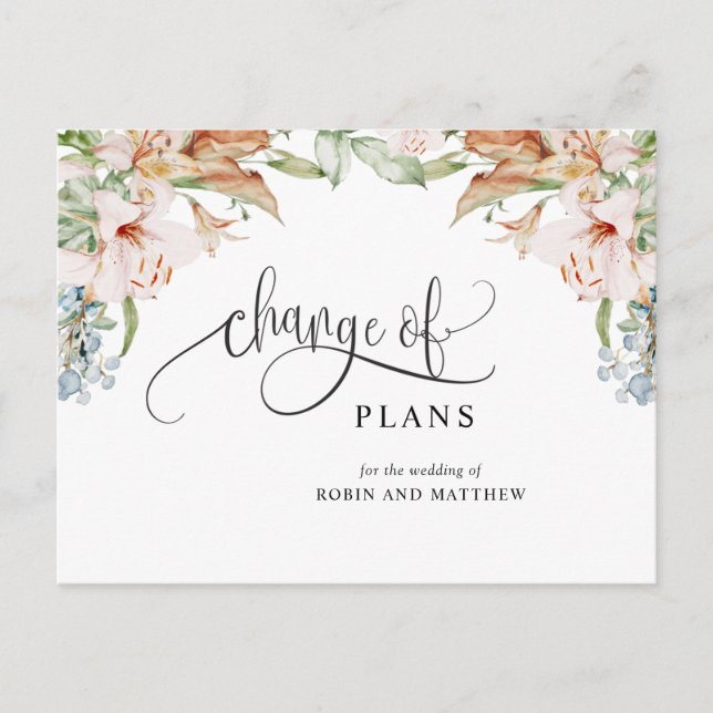 Änderung der Pläne, Erdbeige Hochzeit abgebrochen Ankündigungspostkarte (Vorderseite)