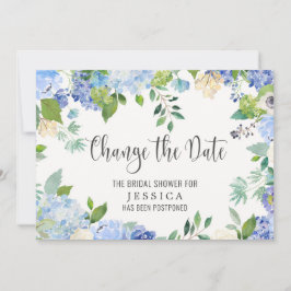Änderung der Pläne für Blaue Hydrangeas im Brautpa Einladung