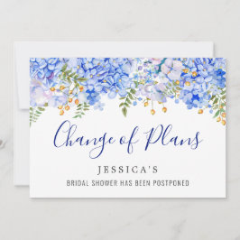 Änderung der Pläne für Blaue Hydrangeas im Brautpa Einladung