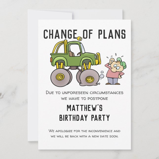 Änderung der Pläne Party Stornierung nach dem Spaß Ankündigung (Vorderseite)