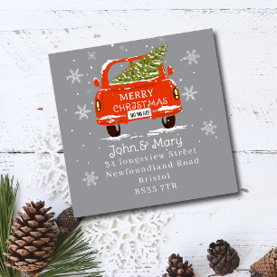 Änderung des Adressenaufklebers  Weihnachtswagen m Quadratischer Aufkleber