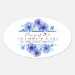 Änderung des Datums anemone blauen Hochzeit versch Ovaler Aufkleber