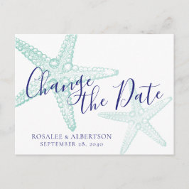 Änderung des Datums Aquamarine Hochzeit von Starfi Ankündigungspostkarte