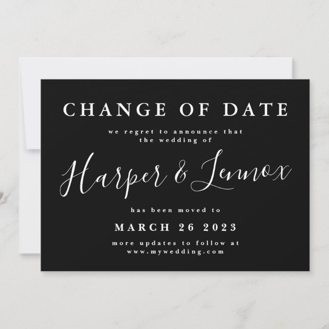 Änderung des Datums der einfachen Hochzeitverlänge Save The Date (Vorderseite)