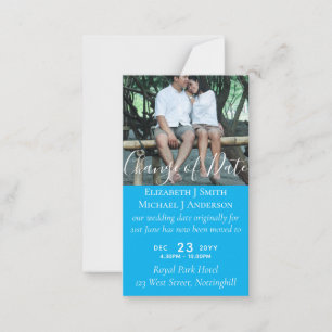 Änderung des Datums Hochzeitaufenthalt Foto Aqua Hinweiskarte