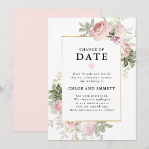 Änderung des Datums Rosa Blumen Hochzeitsankündigu Einladung