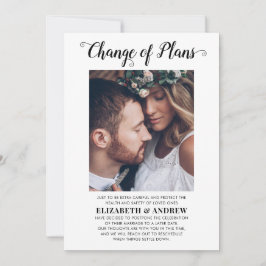 Änderung von Plänen Datum Foto Hochzeit Aufschub Ankündigung