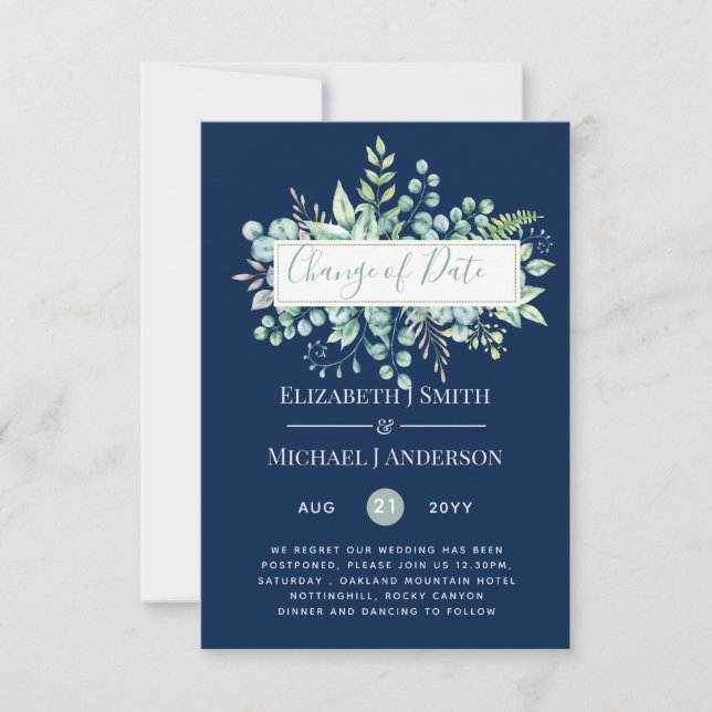 Änderung von Plänen Datum Grüne Eukalyptus Ereigni (Vorderseite)