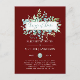 Änderung von Plänen Datum Grüne Eukalyptus Ereigni Postkarte