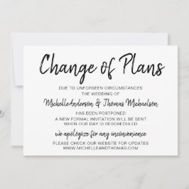 Änderung von Plänen Hochzeit einfache Schwarz-Weiß Save The Date
