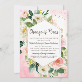 Änderung von Plänen Hochzeitswasser-Farbe Blumenro Save The Date