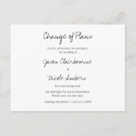 Änderung von Plänen Postpone Hochzeitstag Postkarte
