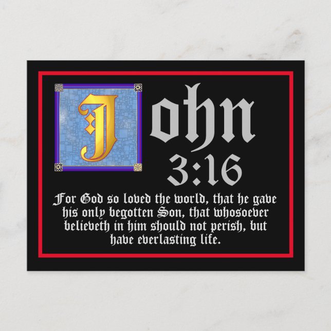 Andeuteter Brief John 3 16 Zitat zur Osterbibel Postkarte (Vorderseite)