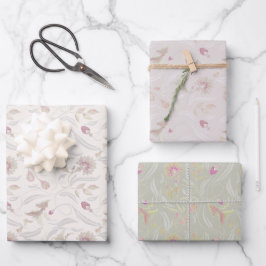 Andeutung botanisch in Nebel, Creme und Sage Geschenkpapier Set