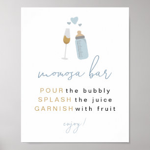 ANDI Blue Poppin'Bottles Momosa Bar Sign Poster