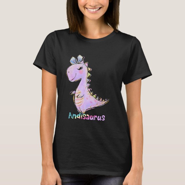 Andi Name Shirt Girl Dinosaur Birthday Andrea Andi (Vorderseite)