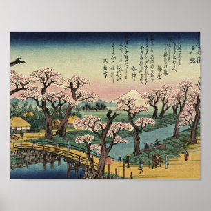 Ando Hiroshige - Abend Glow an der Koganei Bridge. Poster