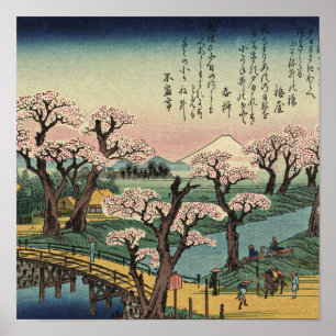 Ando Hiroshige - Abend Glow bei Koganei Bridge Poster