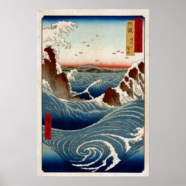 Andō Hiroshige Naruto Whirlpool, Provinz Awa Poster (Vorne)