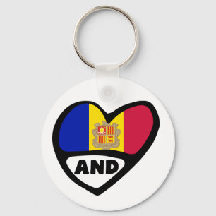 Andorra Country Code Flag Herzklingeln Schlüsselanhänger