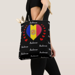 Andorra Flag & Heart, Andorran Flag Mode /sport Tasche