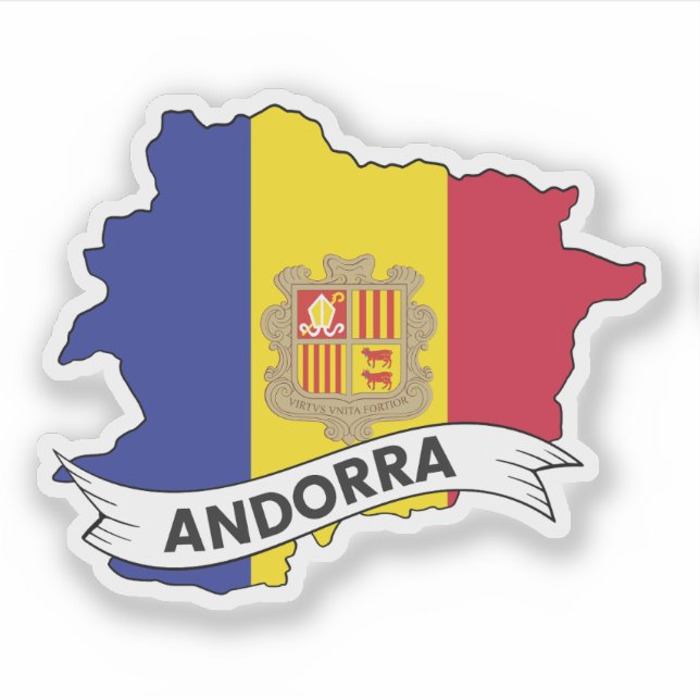 Andorra Flag Karte Aufkleber (Vorderseite)