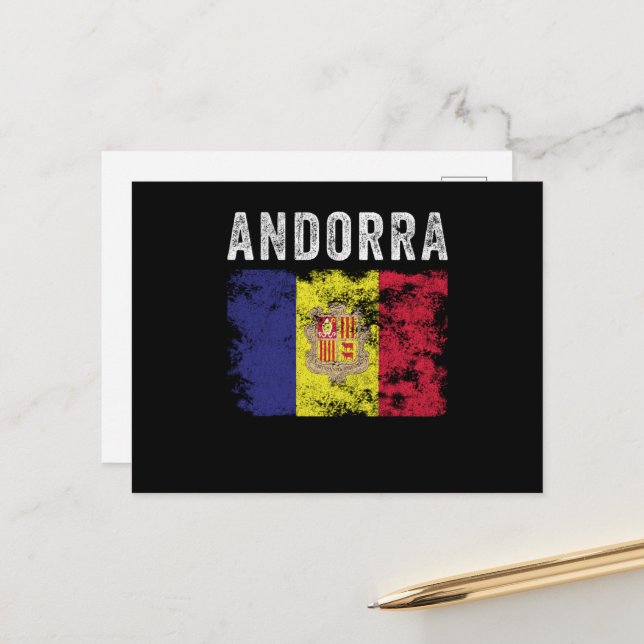 Andorra Flag Not - Andorran-Flagge Postkarte (Vorderseite/Rückseite Beispiel)