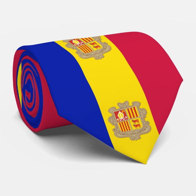 Andorra-Flagge Krawatte (Gerollt)