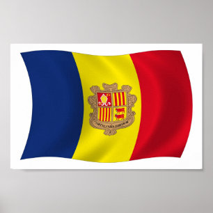 Andorra Flagge Poster Druck