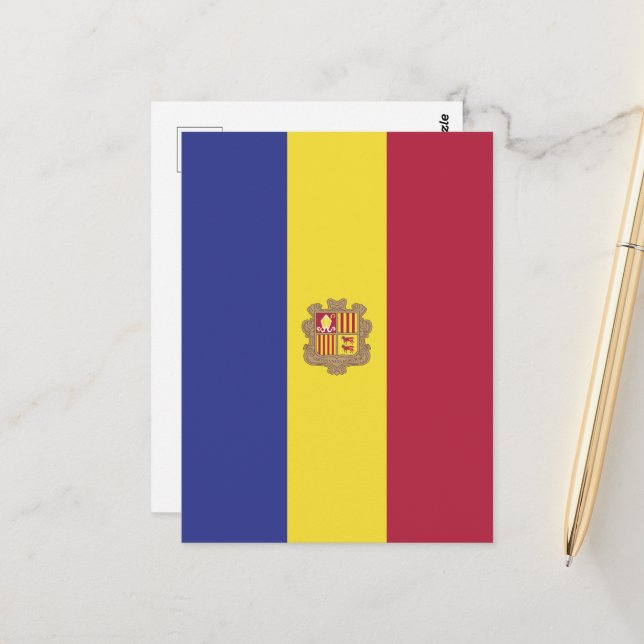 Andorra-Flagge Postkarte (Vorderseite/Rückseite Beispiel)