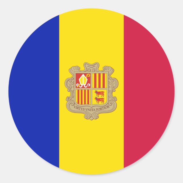 Andorra-Flagge Runder Aufkleber (Vorderseite)
