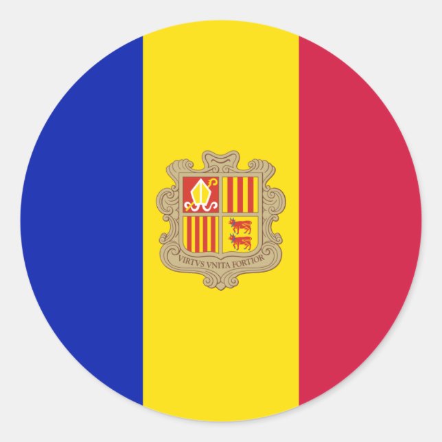 Andorra-Flagge Runder Aufkleber (Vorderseite)