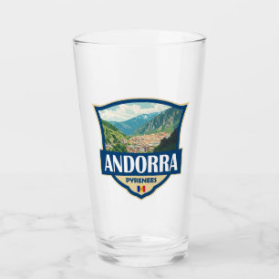 Andorra Illustration Retro-Abzeichen Glas