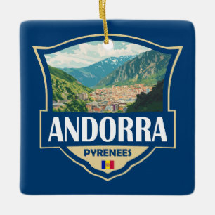 Andorra Illustration Retro-Abzeichen Keramikornament