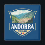 Andorra Illustration Retro-Abzeichen Magnet<br><div class="desc">Andorra Vektorgrafik Design. Andorra ist ein kleines,  unabhängiges Fürstentum zwischen Frankreich und Spanien in den Pyrenäen.</div>