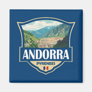Andorra Illustration Retro-Abzeichen Magnet