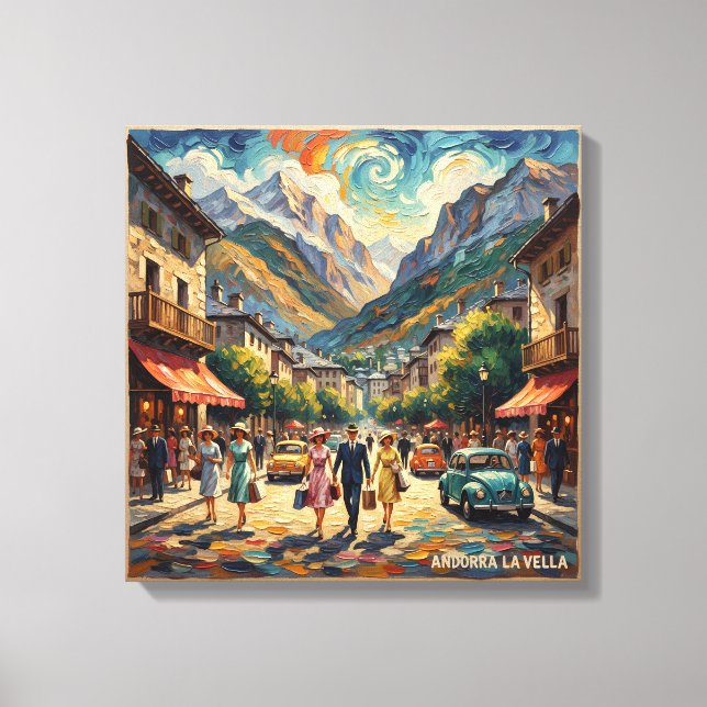 Andorra la Vella Mountain Street Canvas Leinwanddruck (Vorderseite)